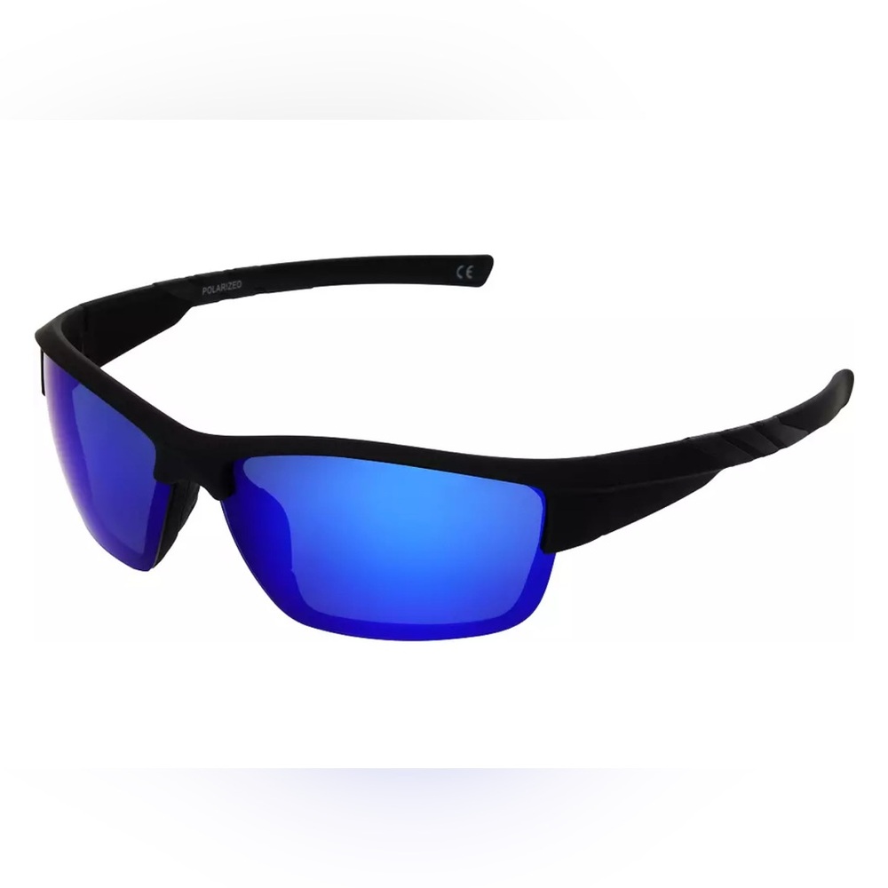 DSG Feist Polarized Black Sunglasses, Blue Reflective